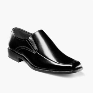 NWOT Stacy Adams Black Leather Moc Toe Slip-on Loafer (Size US 9)